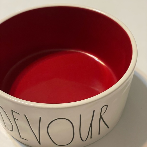 Rae Dunn Artisan Collection Large 6” Diameter Pottery Pet Bowl 3” Deep DEVOUR - Picture 5 of 5